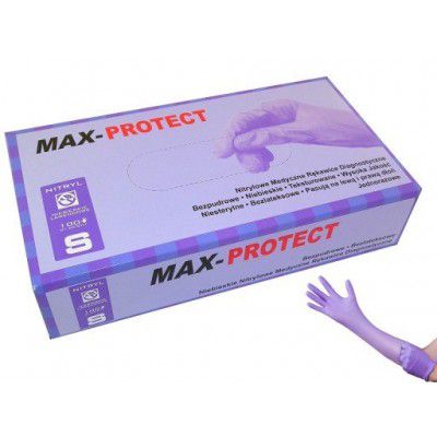 Rękawice Nitrylowe Bezpudrowe Max Protect rozmiar S 100 szt